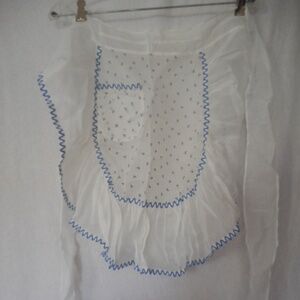 Vintage sheer blue white Half Apron  bows